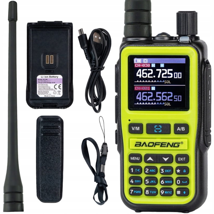 Radiotelefon Baofeng UV-5R EU MINI VHF UHF USB-C AirBand ZIELONY