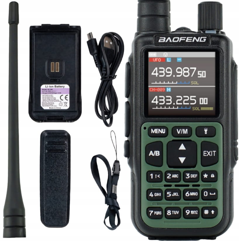 Radiotelefon Baofeng EU UV-5R Mini V2 VHF UHF PASMO LOTNICZE ZIELONY